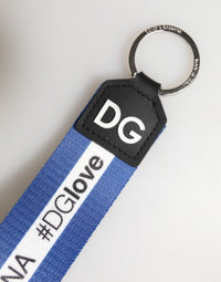 Dolce & Gabbana Dolce & Gabbana White Blue Logo Polyester PVC Holder Keychain  Keyring