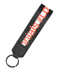 Dolce & Gabbana Dolce & Gabbana Black Logo Polyester Silver Brass Holder Keychain  Keyring
