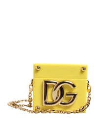 Dolce & Gabbana Dolce & Gabbana Yellow DG Logo Plaque Cover Gold Chain Airpods Women's Case
