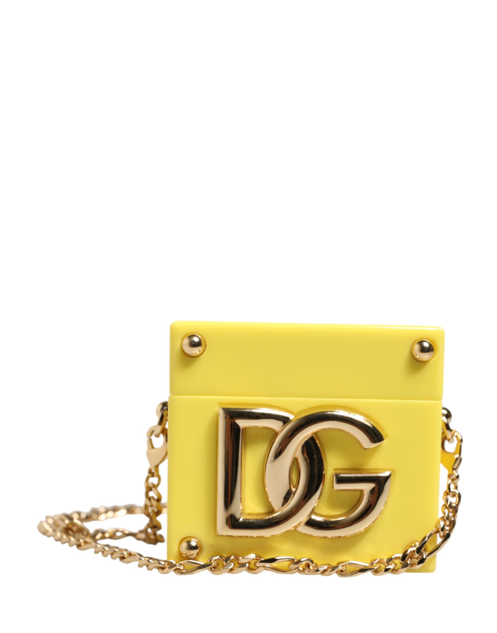 Dolce & Gabbana Dolce & Gabbana Yellow DG Logo Plaque Cover Gold Chain Airpods Women's Case
