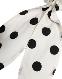 Dolce & Gabbana Scrunchie White Cotton Polka Dot Scarf Tie Accessory Women's Hair