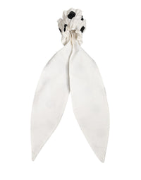 Dolce & Gabbana Scrunchie White Cotton Polka Dot Scarf Tie Accessory Women's Hair
