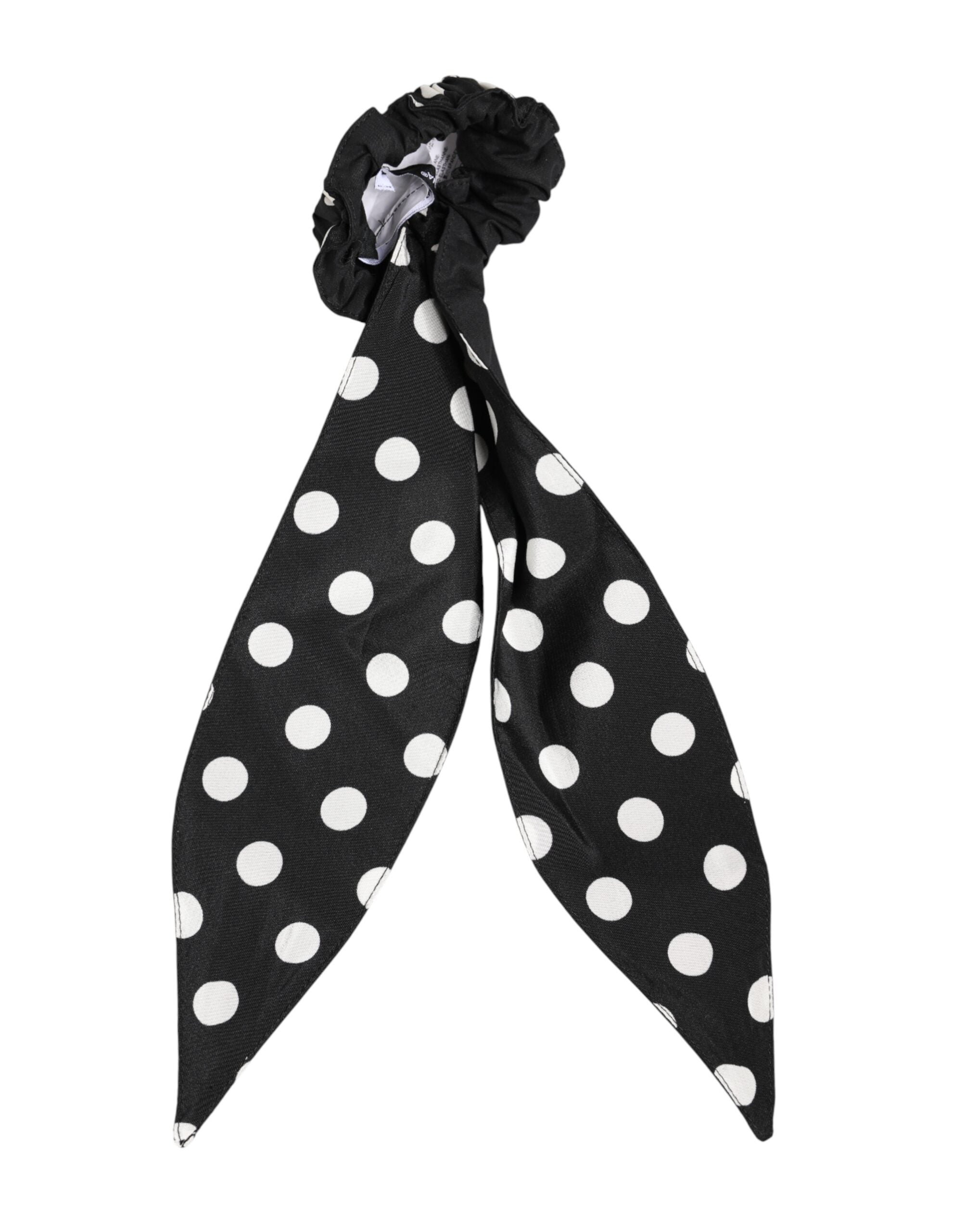 Dolce & Gabbana Dolce & Gabbana Black Cotton Polka Dot Scarf Tie Accessory Hair Women's Scrunchie