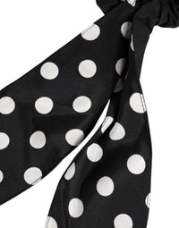 Dolce & Gabbana Dolce & Gabbana Black Cotton Polka Dot Scarf Tie Accessory Hair Women's Scrunchie