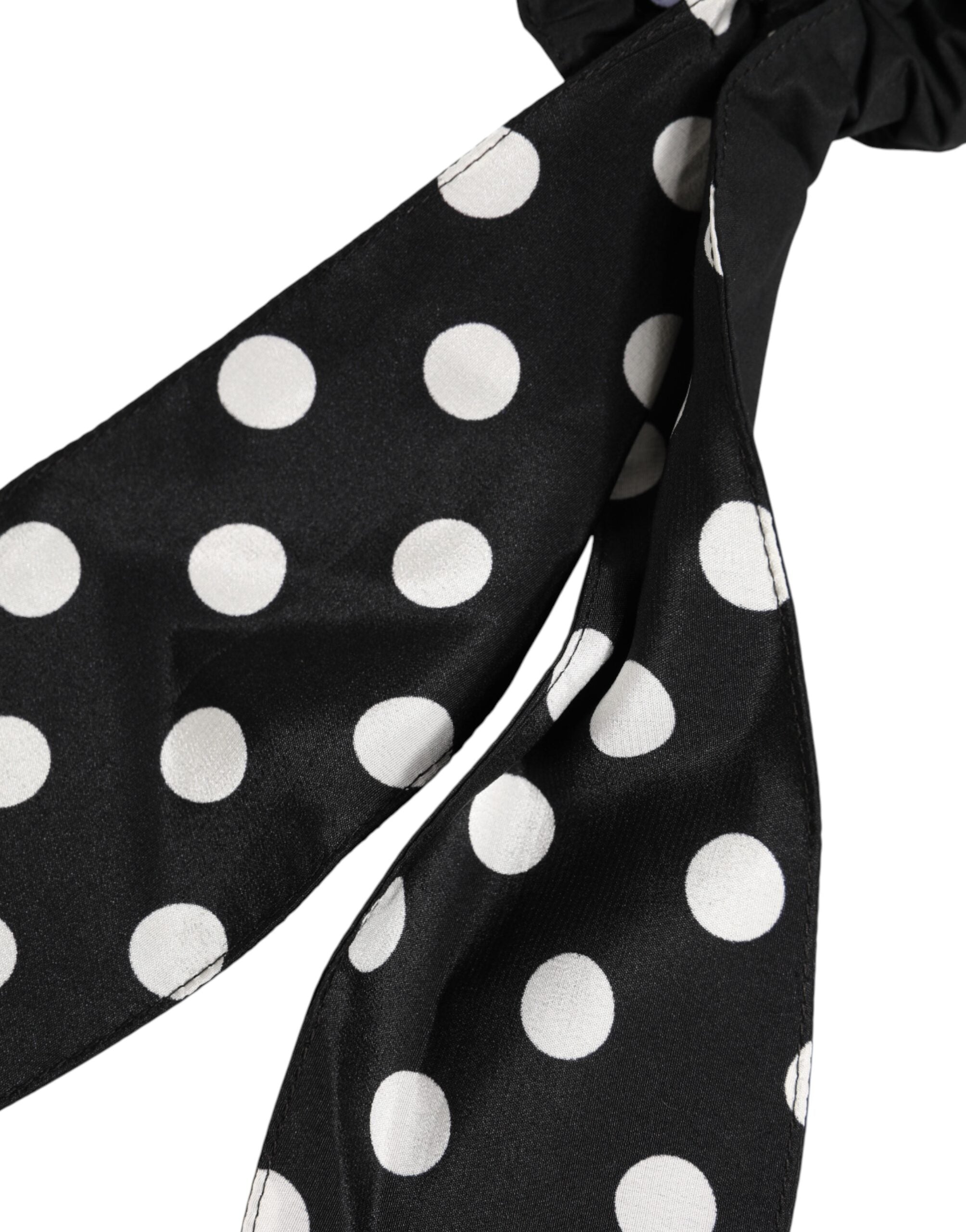 Dolce & Gabbana Dolce & Gabbana Black Cotton Polka Dot Scarf Tie Accessory Hair Women's Scrunchie