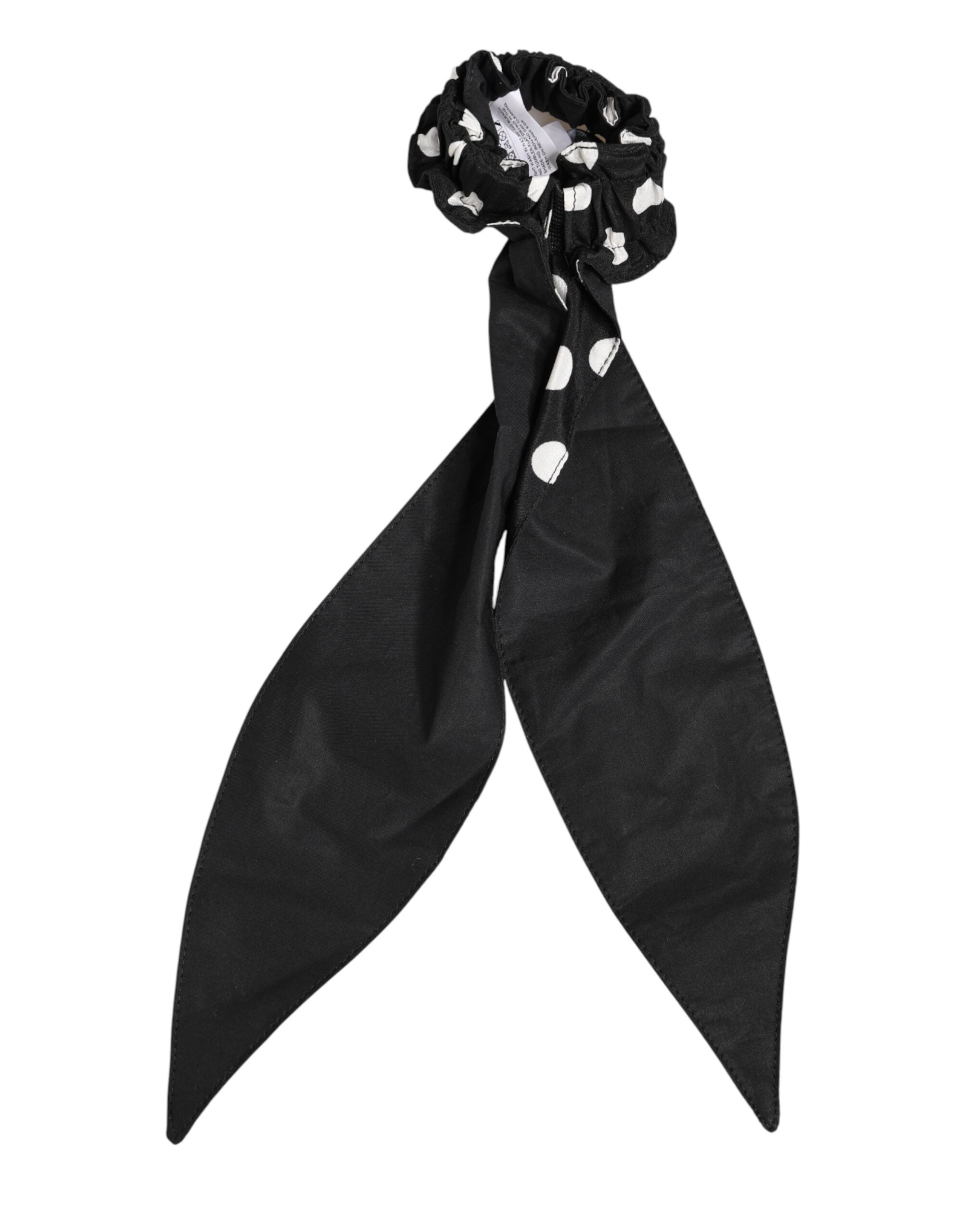 Dolce & Gabbana Dolce & Gabbana Black Cotton Polka Dot Scarf Tie Accessory Hair Women's Scrunchie