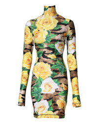 Dolce & Gabbana Multicolor Floral Print Sheath Mini Women's Dress