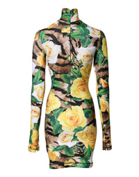 Dolce & Gabbana Multicolor Floral Print Sheath Mini Women's Dress