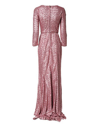 Dolce & Gabbana Pink Sequinned Mermaid Long Gown Women's Dress