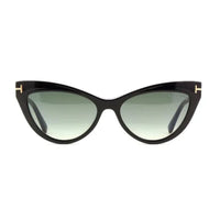 Tom Ford Eyeglasses Cat Eye Full Rim, Shiny Black Frame and Clear Blue Light Block with Magnetic Clip-On Smoke Gradient Lens FT5896-B001