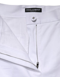 Dolce & Gabbana White Cotton High Waist WideLeg Cropped Women's Pants