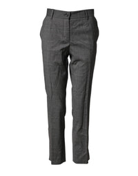 Dolce & Gabbana Dark Gray Check Tartan VirginWool Dress Women's Pants