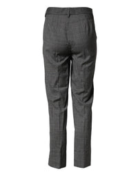 Dolce & Gabbana Dark Gray Check Tartan VirginWool Dress Women's Pants