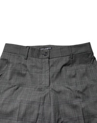 Dolce & Gabbana Dark Gray Check Tartan VirginWool Dress Women's Pants