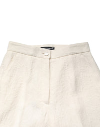 Dolce & Gabbana White Cotton Floral Brocade Dress Women's Pants