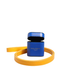 Dolce & Gabbana Dolce & Gabbana Blue Yellow Calfskin Leather Logo Strap Men Airpods Men's Case