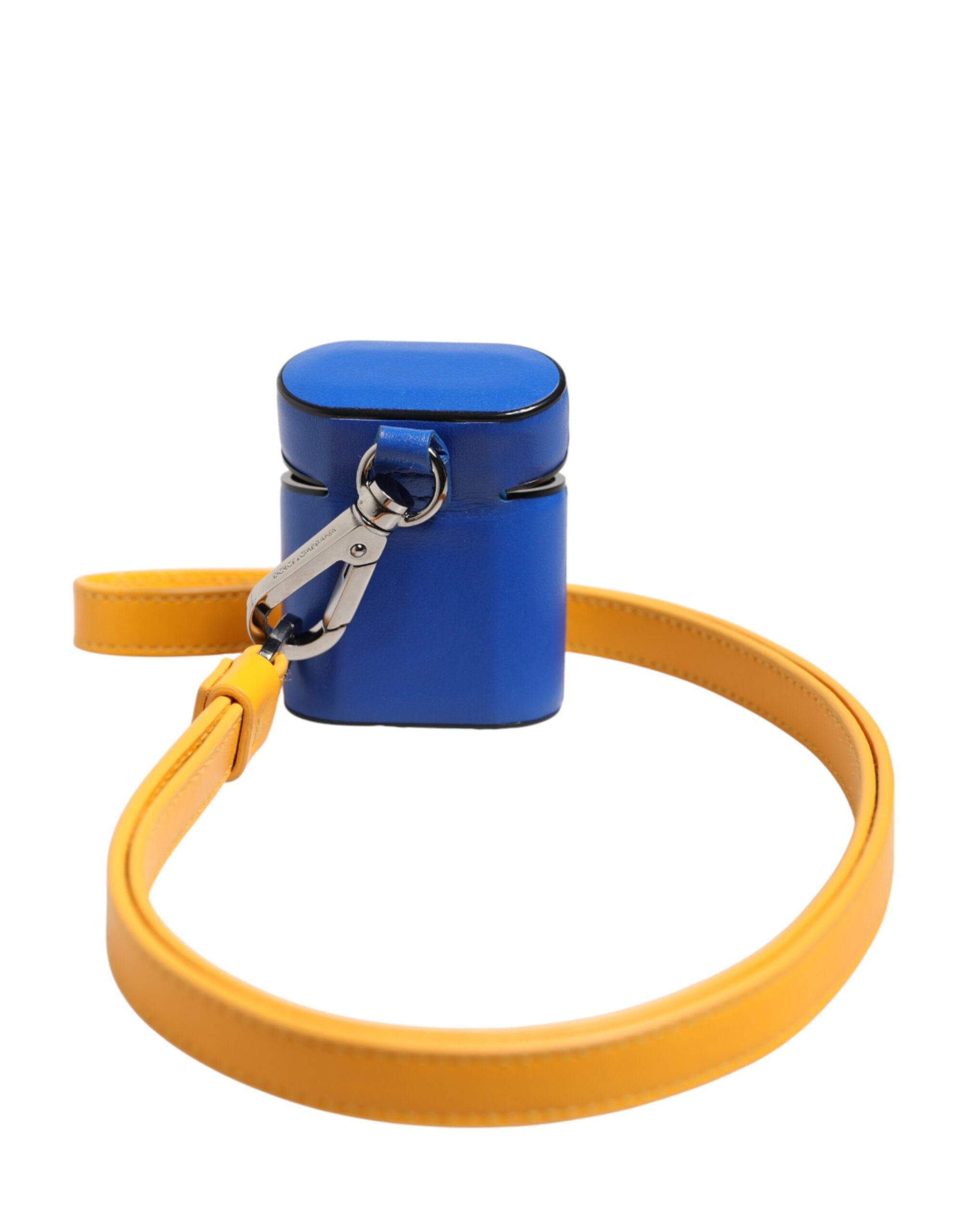 Dolce & Gabbana Dolce & Gabbana Blue Yellow Calfskin Leather Logo Strap Men Airpods Men's Case
