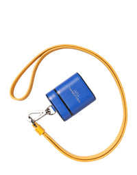 Dolce & Gabbana Dolce & Gabbana Blue Yellow Calfskin Leather Logo Strap Men Airpods Men's Case