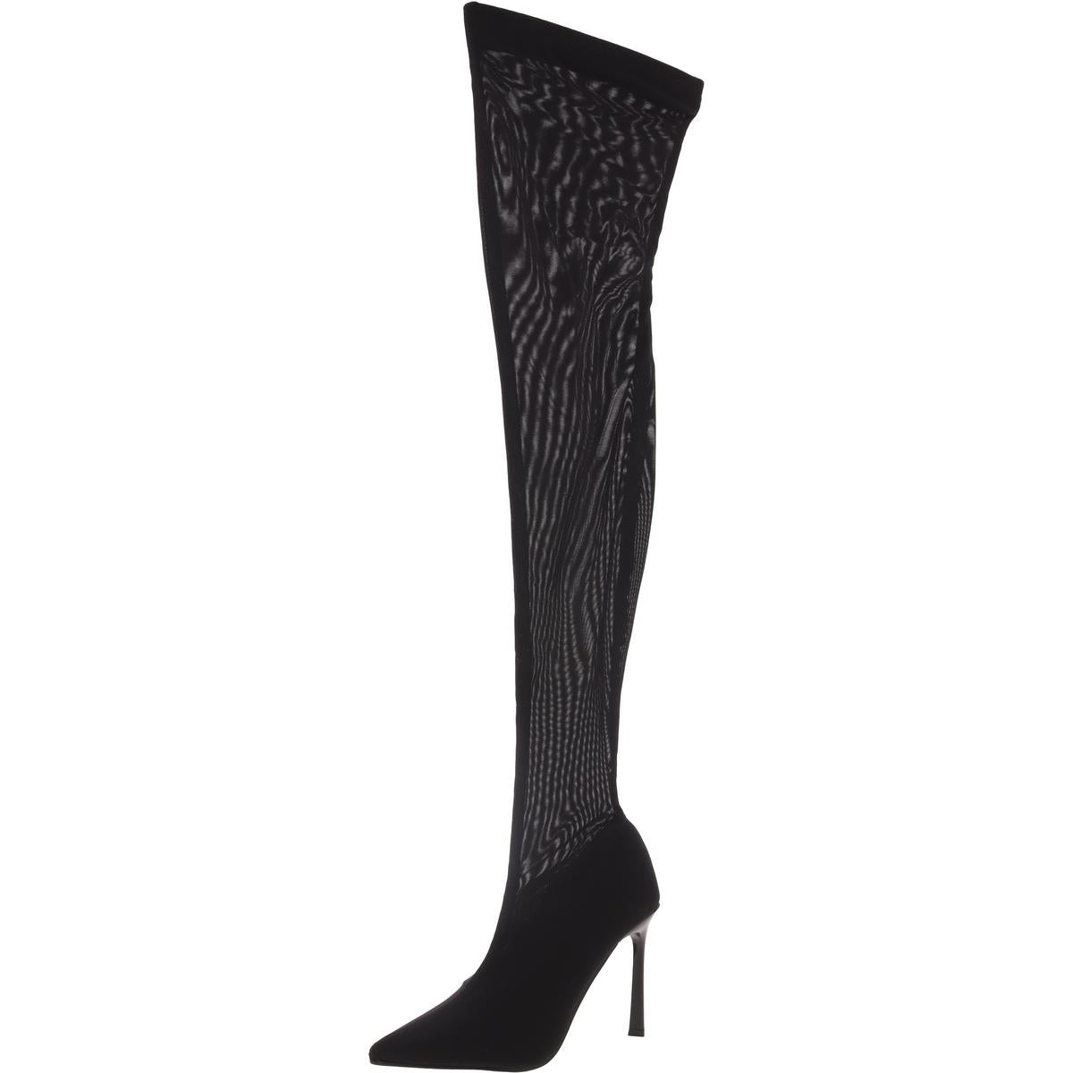 Evie Womens Sheer Pointed Toe Over-The-Knee Boots