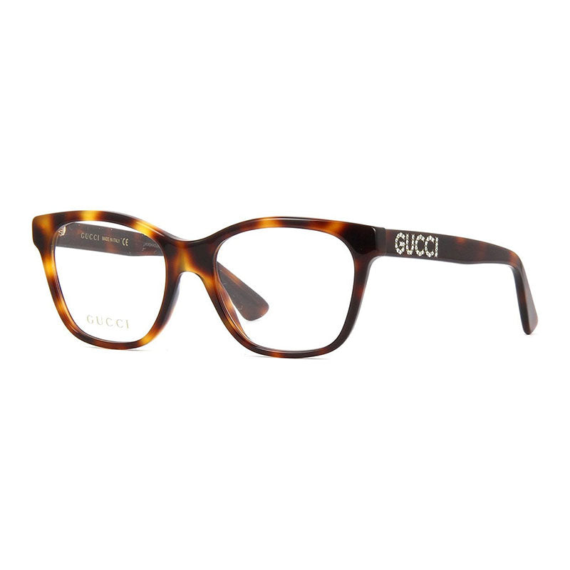 Gucci Gucci Eyeglasses Square Full Rim, Havana Frame and Clear Demo Lenses Lens GG0420O002
