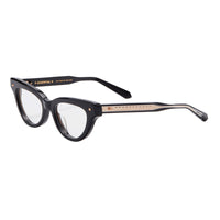 Valentino Eyeglasses Cat Eye Full Rim, Shiny Black Frame and Clear Demo Lens Lens VLX-124A