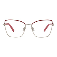 Salvatore Ferragamo Eyeglasses Butterfly Full Rim, Gold/Burgundy Frame and Clear Demo Lens Lens SF2223N744