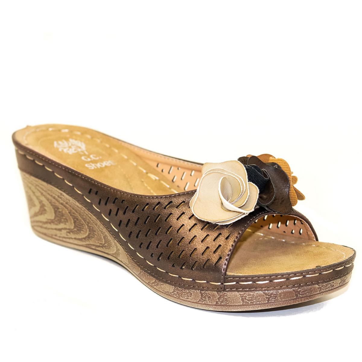 Juliet Womens Cushioned Footbed Faux Leather Wedge Sandals
