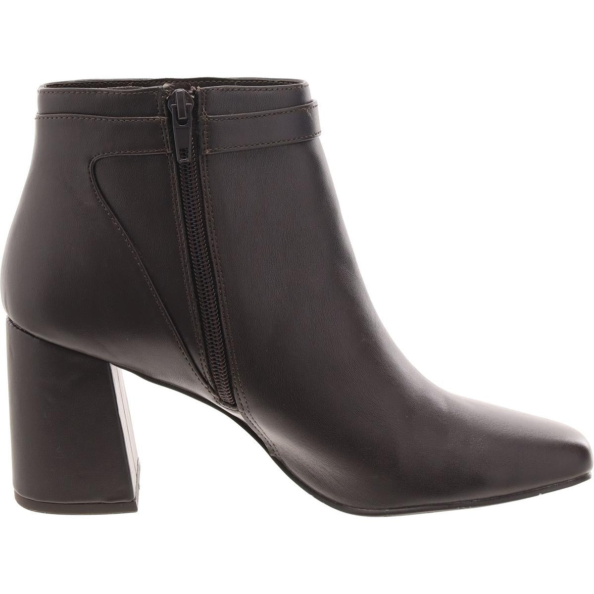 Womens Faux Leather Zip Up Ankle Boots