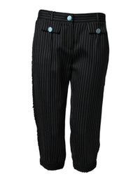 Dolce & Gabbana Black Wool Stripes Cropped Trouser Women's Pants