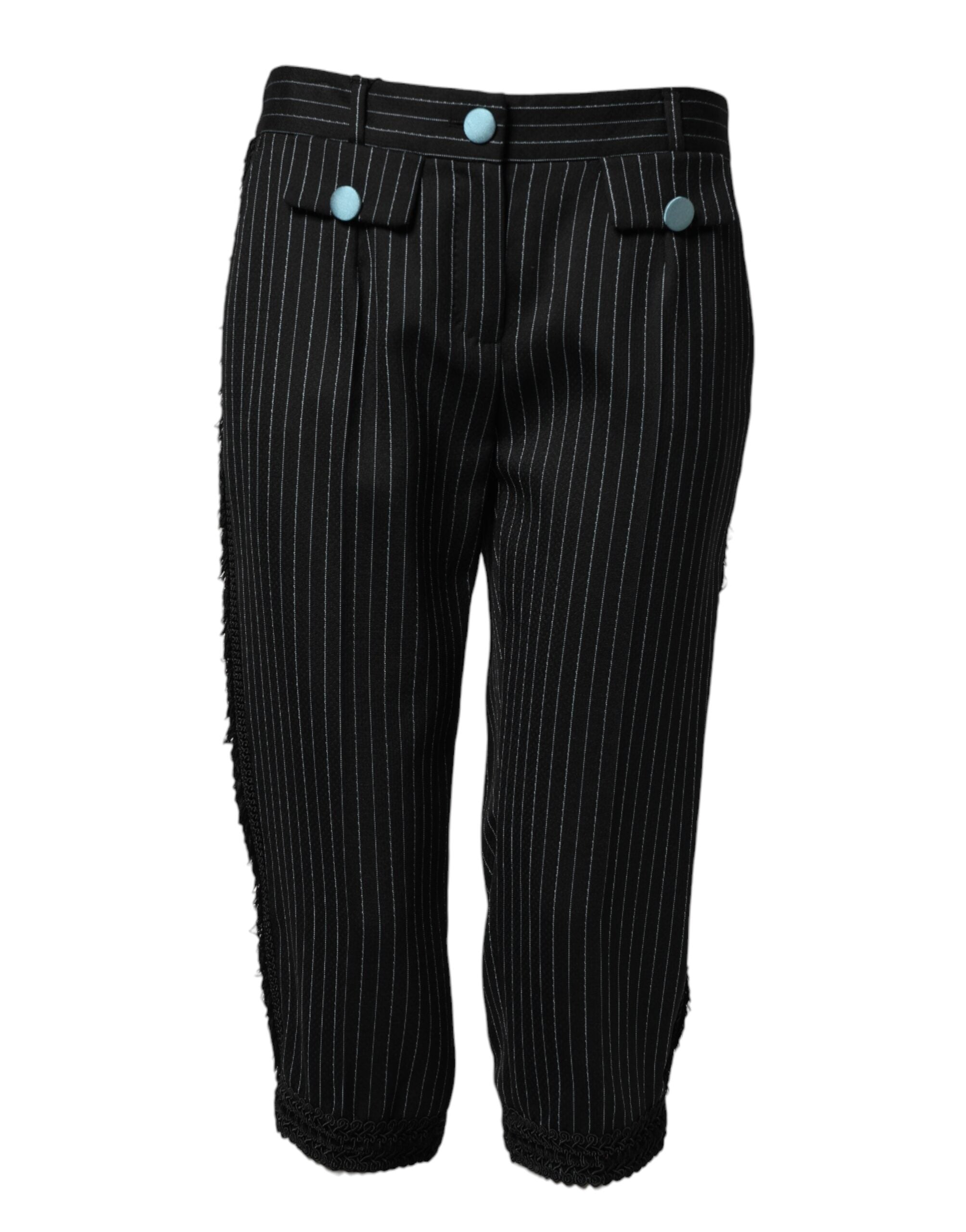 Dolce & Gabbana Black Wool Stripes Cropped Trouser Women's Pants