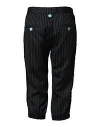 Dolce & Gabbana Black Wool Stripes Cropped Trouser Women's Pants