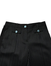 Dolce & Gabbana Black Wool Stripes Cropped Trouser Women's Pants
