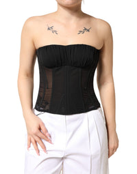 Dolce & Gabbana Black Silk Lace Bustier Corset Strapless Women's Top