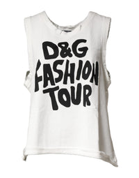 Dolce & Gabbana White Graphic CrewNeck Sleeveless Tank Women's T-shirt