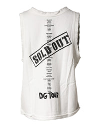 Dolce & Gabbana White Graphic CrewNeck Sleeveless Tank Women's T-shirt