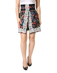 Dolce & Gabbana Black Floral Lace Cotton HighWaist Mini Women's Skirt