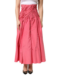 Dolce & Gabbana Pink Silk Pleated High Waist Midi Women's Skirt