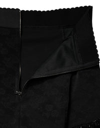 Dolce & Gabbana Black Nylon Embellished Lace Mini Women's Skirt