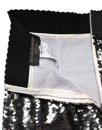 Dolce & Gabbana Metallic Gray Sequin High Waist Mermaid Women's Skirt