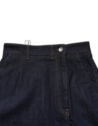 Dolce & Gabbana Dark Blue Cotton A-line Denim Midi Women's Skirt