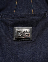 Dolce & Gabbana Dark Blue Cotton A-line Denim Midi Women's Skirt