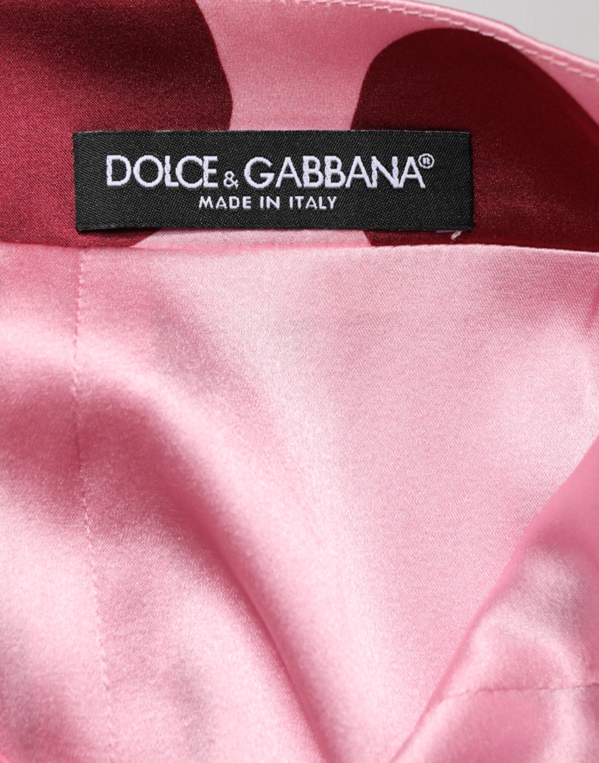Dolce & Gabbana Pink Polka Dot Silk Pencil Cut Midi Women's Skirt