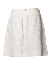 Dolce & Gabbana White Floral Brocade High Waist Mini Women's Skirt