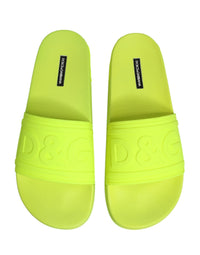 Dolce & Gabbana Dolce & Gabbana Green Rubber Slides Sandals Beachwear Men's Shoes