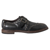 Dolce & Gabbana Dolce & Gabbana Black Leather Monk Strap Studded Dress Men's Shoes