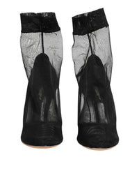 Dolce & Gabbana Black Nylon Stretch Mesh Sock Boots Women's Shoes