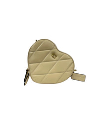 COACH Heart Crossbody Bag Quilted Leather Women Quilted Black
