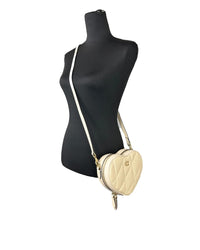 COACH Heart Crossbody Bag Quilted Leather Women Quilted Black