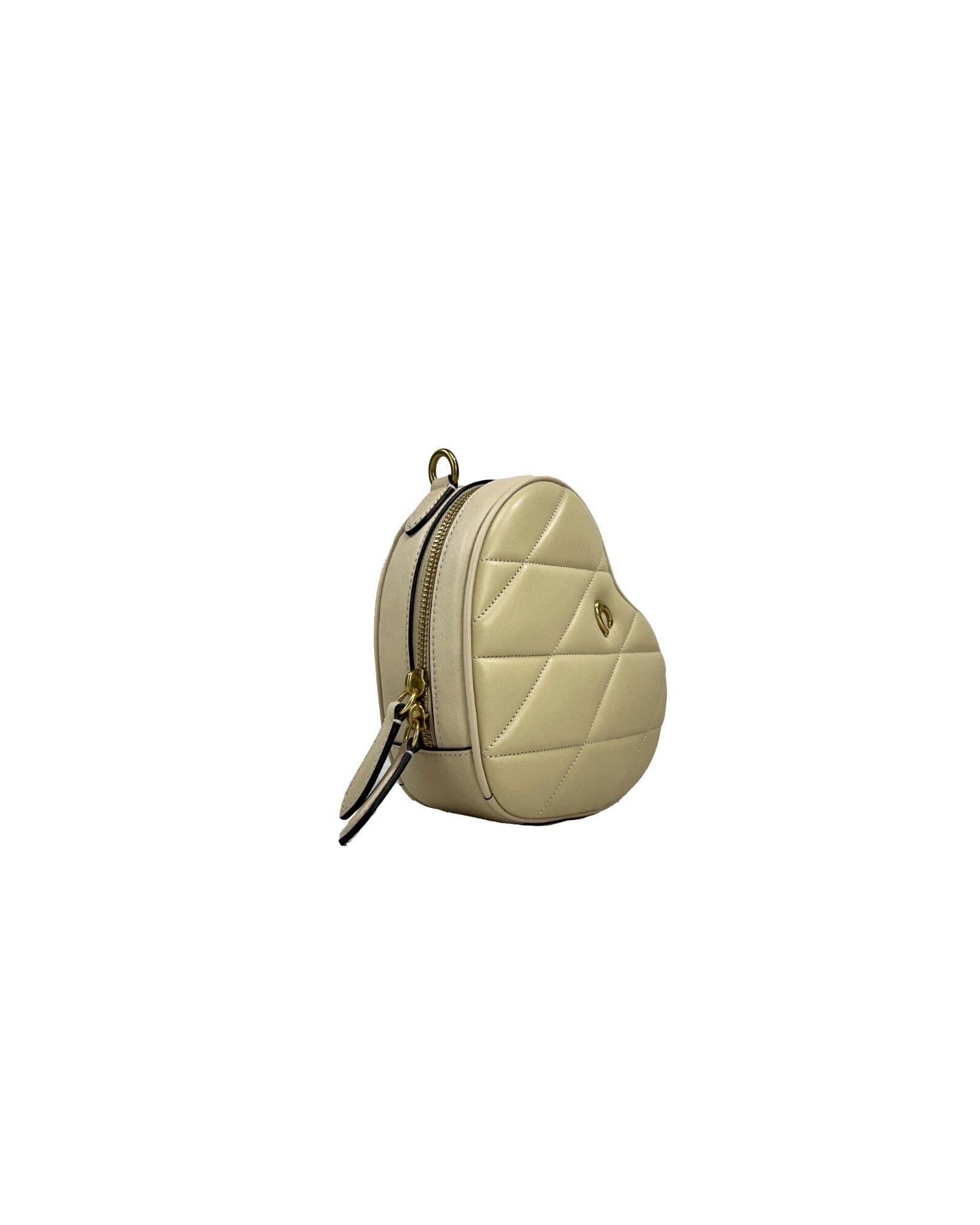 COACH Heart Crossbody Bag Quilted Leather Women Quilted Black