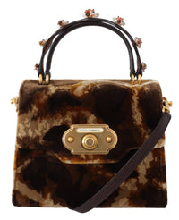 Dolce & Gabbana Devotion Small Velvet Giraffe Print Bag